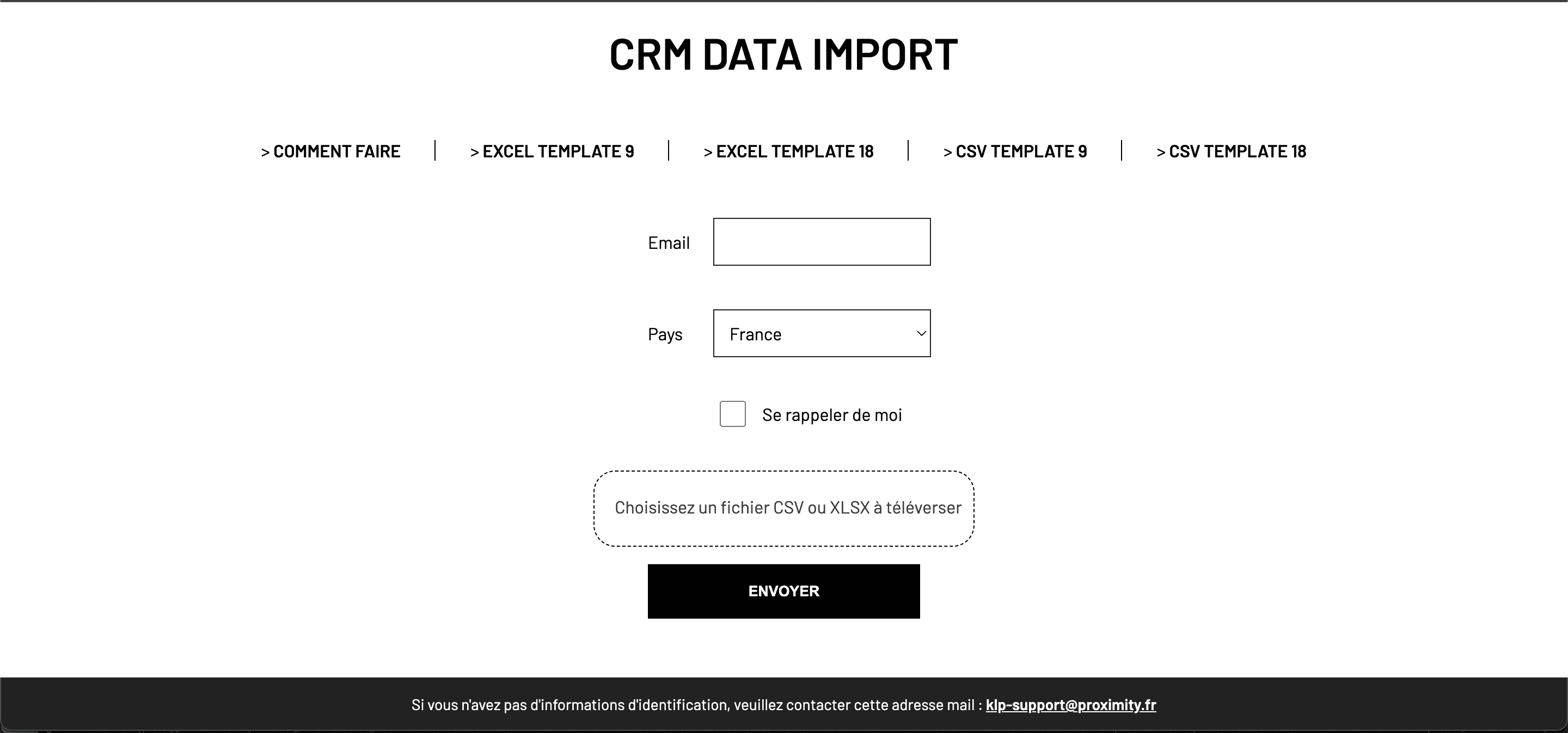 Interface import CSV Klepierre